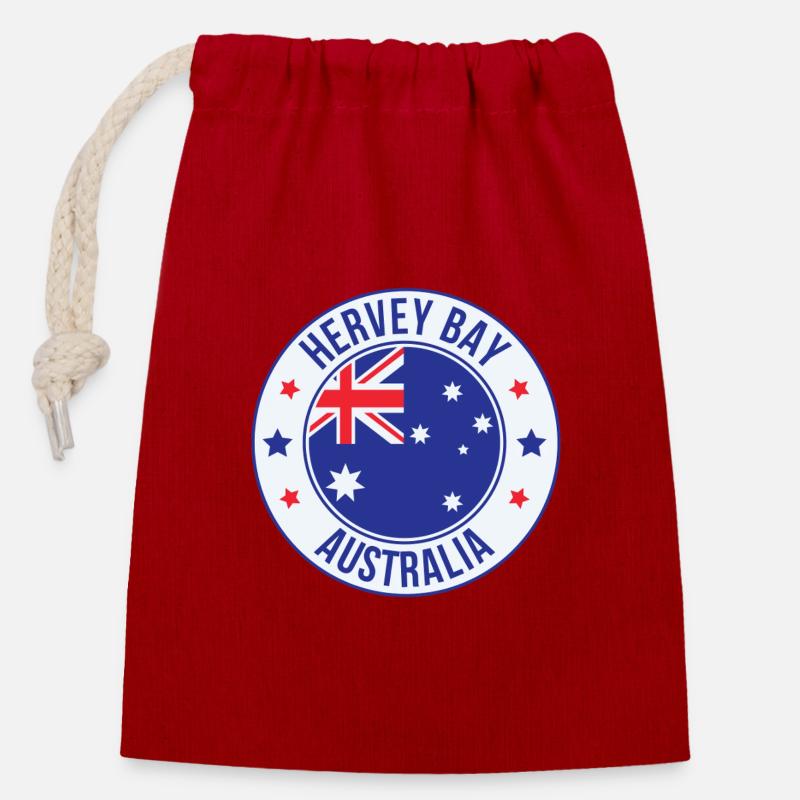 Hervey Bay Australien-Emblem - Verschließbarer Geschenkbeutel aus Baumwolle (14x20cm) - Rot