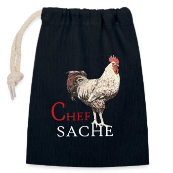 Fans de poulet - Coq - Coq - Chefsache - Chef - Sac cadeau en coton avec cordon (14 x 20 cm) - bleu marine - Devant