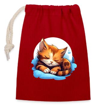 Cat Cuddle Dream on Cloud - Cat - Closable cotton gift bag (14x20cm) - red - Front