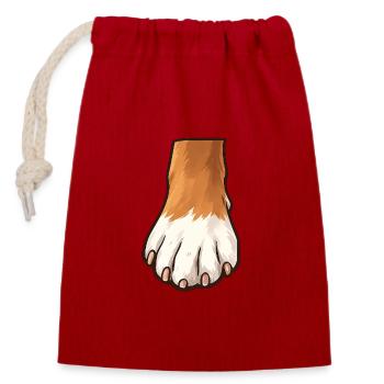 Braun Weiß Hundepfote Design - Verschließbarer Geschenkbeutel aus Baumwolle (14x20cm) - Rot - Vorne