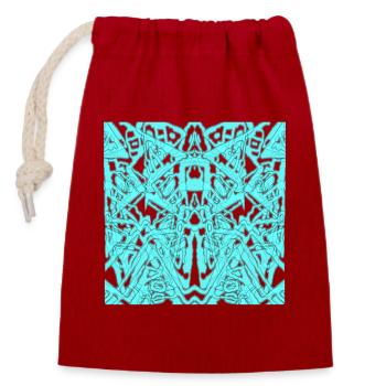 Ornement de symétrie turquoise - Sac cadeau en coton avec cordon (14 x 20 cm) - rouge - Devant