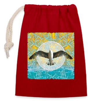 Mouette en yoga mandala en couleur - Sac cadeau en coton avec cordon (14 x 20 cm) - rouge - Devant