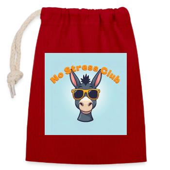 No Stress Club Donkey - Sac cadeau en coton avec cordon (14 x 20 cm) - rouge - Devant