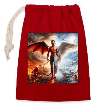 Dualité Céleste et Infernale - Sac cadeau en coton avec cordon (14 x 20 cm) - rouge - Devant