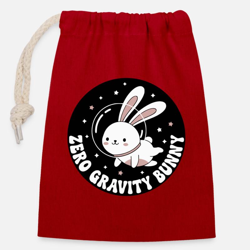 Zero Gravity Bunny - Closable cotton gift bag (14x20cm) - red