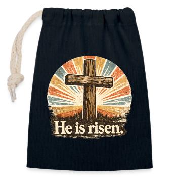 he is risen - Closable cotton gift bag (14x20cm) - navy - Front