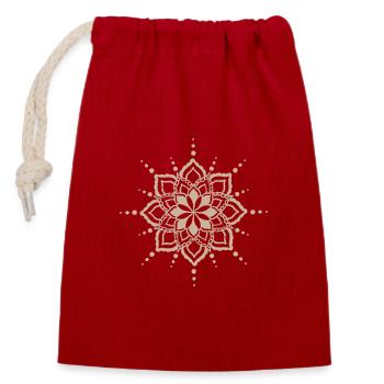 Beige Mandala Blütenblüte - Verschließbarer Geschenkbeutel aus Baumwolle (14x20cm) - Rot - Vorne