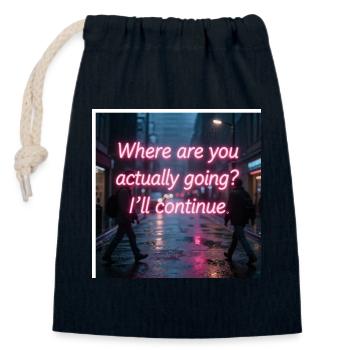 Neon Rain Street Quote - Closable cotton gift bag (14x20cm) - navy - Front