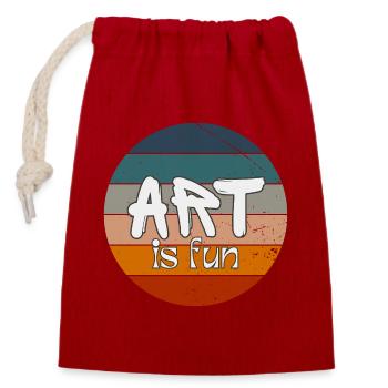 Retro Art – Art ist Fun - Verschließbarer Geschenkbeutel aus Baumwolle (14x20cm) - Rot - Vorne