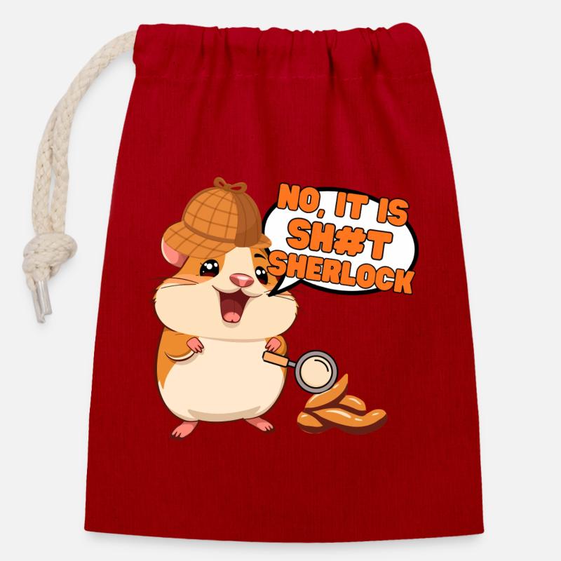 Non, c’est de la Sherlock - Sac cadeau en coton avec cordon (14 x 20 cm) - rouge