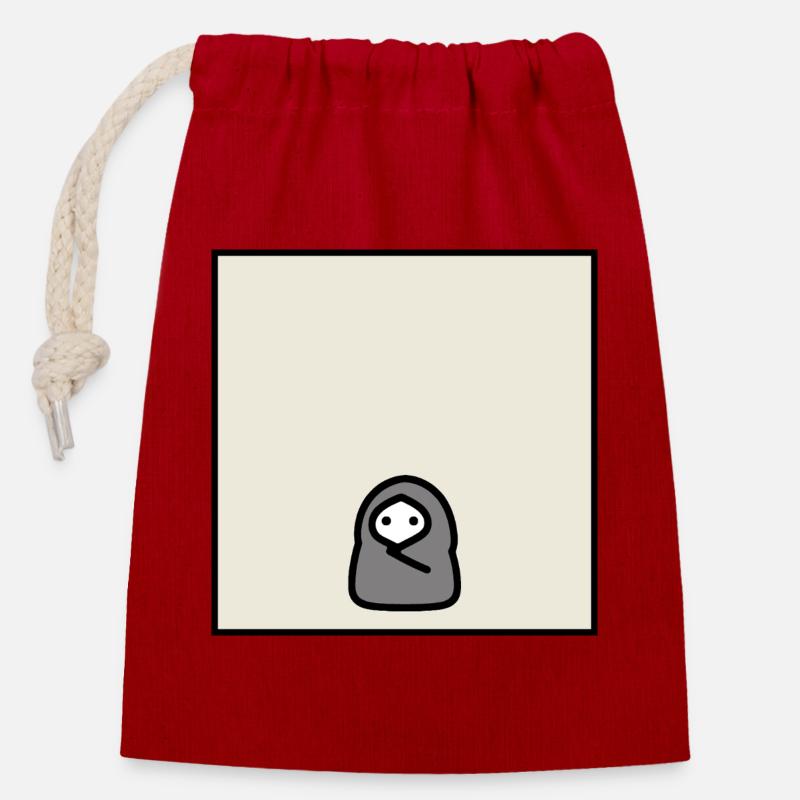 Introverti Cocoon Personnage minimal de mème - Sac cadeau en coton avec cordon (14 x 20 cm) - rouge