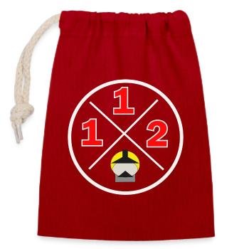112- District logo - Fire brigade - Closable cotton gift bag (14x20cm) - red - Front