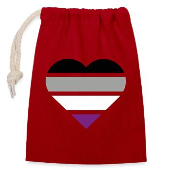 Pride Flag Heart · Asexual - Verschließbarer Geschenkbeutel aus Baumwolle (14x20cm) - Rot - Vorne
