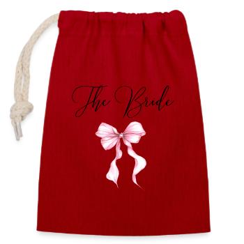 TheBride! Pink ribbon - Closable cotton gift bag (14x20cm) - red - Front