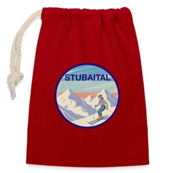 Vallée de Stubai - Sac cadeau en coton avec cordon (14 x 20 cm) - rouge - Devant