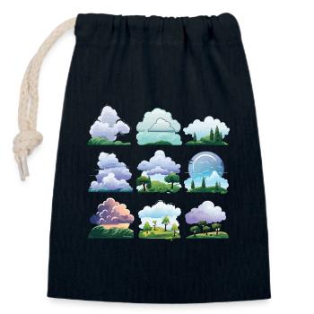 Wolkenlandschaften Cartoon Set - Verschließbarer Geschenkbeutel aus Baumwolle (14x20cm) - Navy - Vorne