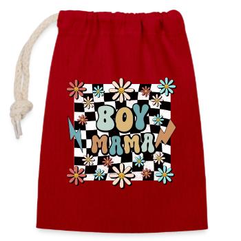 Boy Mama Blumen Muster Mutter Schwangerschaft - Verschließbarer Geschenkbeutel aus Baumwolle (14x20cm) - Rot - Vorne