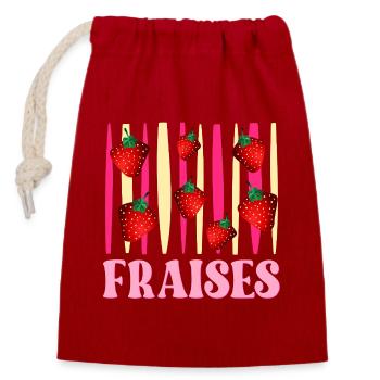 Fraises - Sac cadeau en coton avec cordon (14 x 20 cm) - rouge - Devant
