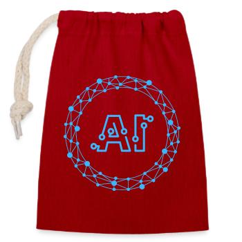 Futuristic AI Data Network Symbol - Sac cadeau en coton avec cordon (14 x 20 cm) - rouge - Devant