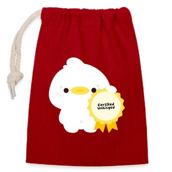 Certified Unhinged duck - Closable cotton gift bag (14x20cm) - red - Front