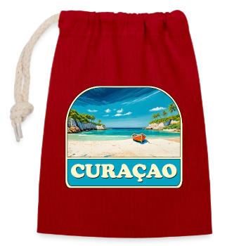 Curacao - Closable cotton gift bag (14x20cm) - red - Front