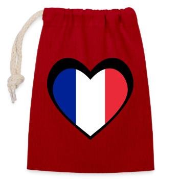Cœur Drapeau Français Noir  - Sac cadeau en coton avec cordon (14 x 20 cm) - rouge - Devant