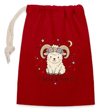 Astro Aries – Wild & Free - Closable cotton gift bag (14x20cm) - red - Front
