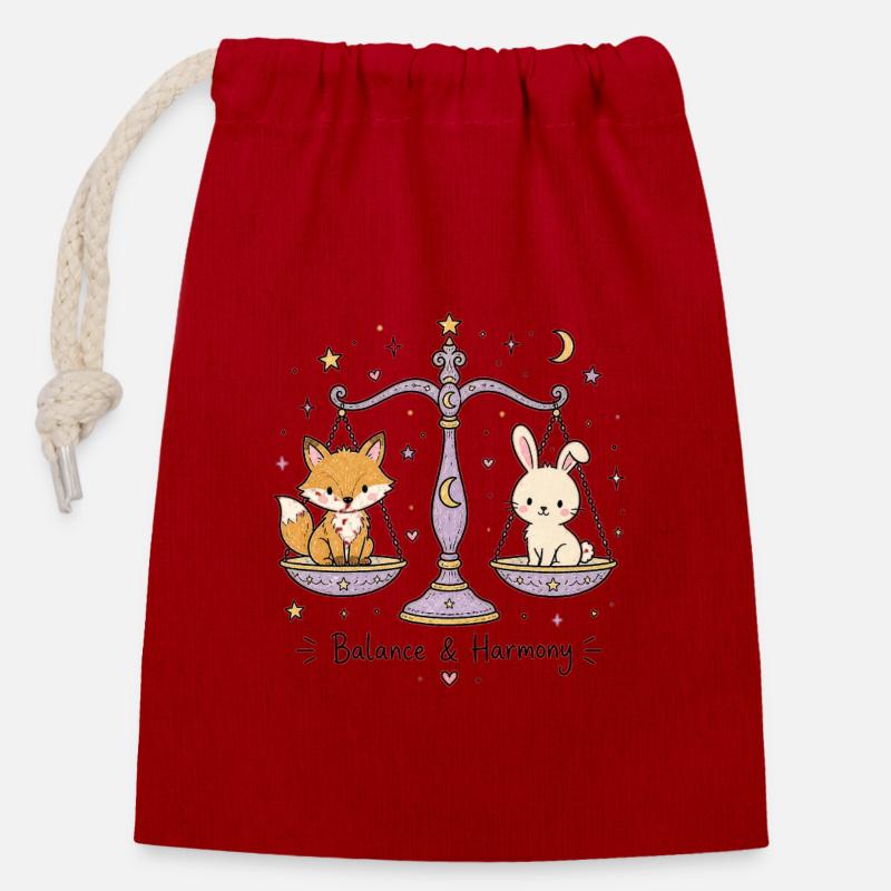 Astro Balance – Équilibre et Harmonie - Sac cadeau en coton avec cordon (14 x 20 cm) - rouge