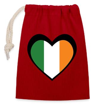 Ireland Black Heart – Love for Ireland - Sac cadeau en coton avec cordon (14 x 20 cm) - rouge - Devant