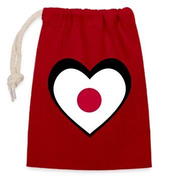 日本 ブラックハート – 日本への愛 - Closable cotton gift bag (14x20cm) - red - Front