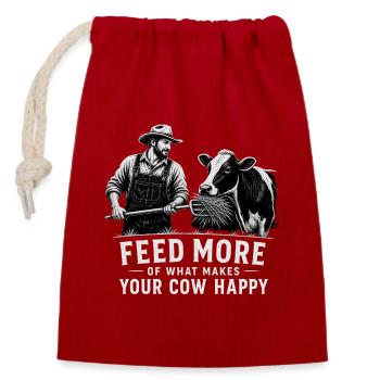 Cow happiness: More feed for livestock - Closable cotton gift bag (14x20cm) - red - Front