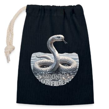 Strong & Confident – Metal Snake - Closable cotton gift bag (14x20cm) - navy - Front