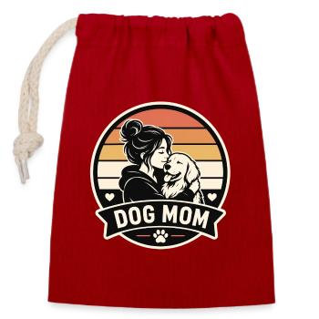 Maman chien - Sac cadeau en coton avec cordon (14 x 20 cm) - rouge - Devant