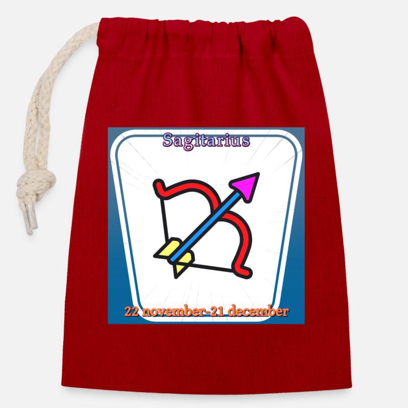 Sagittarius - Closable cotton gift bag (14x20cm) - red