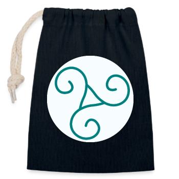 Green Triskel on White - Closable cotton gift bag (14x20cm) - navy - Front