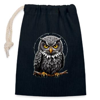Little wild tawny owl - Closable cotton gift bag (14x20cm) - navy - Front