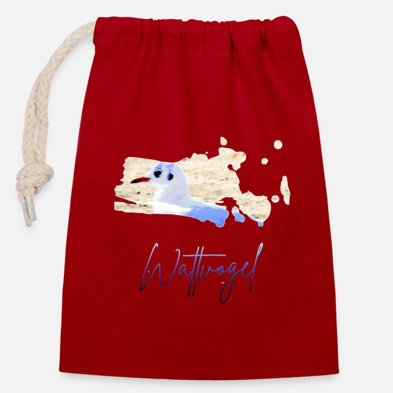 Wattvogel_2 - Closable cotton gift bag (14x20cm) - red