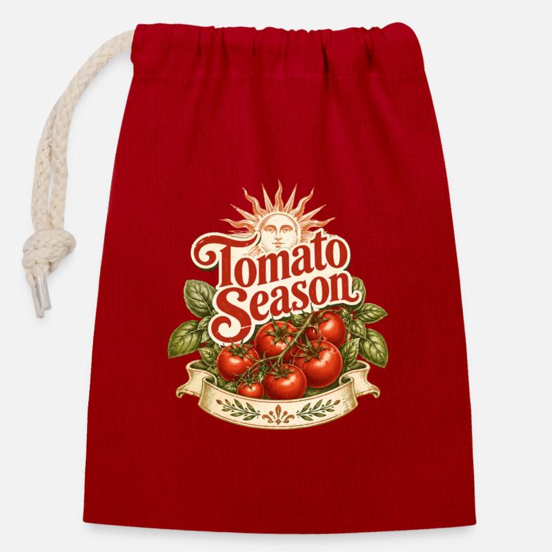 Tomato season - Closable cotton gift bag (14x20cm) - red