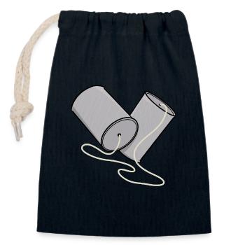 Blechdosen-Handy-Nostalgie - Verschließbarer Geschenkbeutel aus Baumwolle (14x20cm) - Navy - Vorne