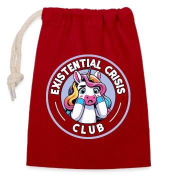 Existential Crises Unicorn Club Gift - Closable cotton gift bag (14x20cm) - red - Front