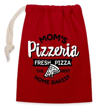 Moms's Pizzeria Mama Pizza Bäcker Muttertag Mutti - Verschließbarer Geschenkbeutel aus Baumwolle (14x20cm) - Rot - Vorne