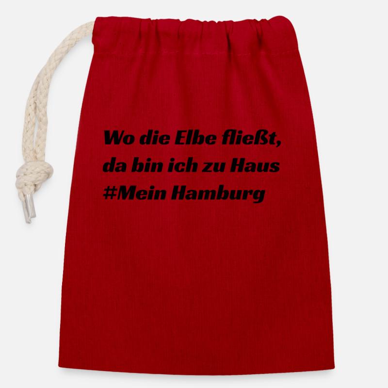 Hamburg - Verschließbarer Geschenkbeutel aus Baumwolle (14x20cm) - Rot