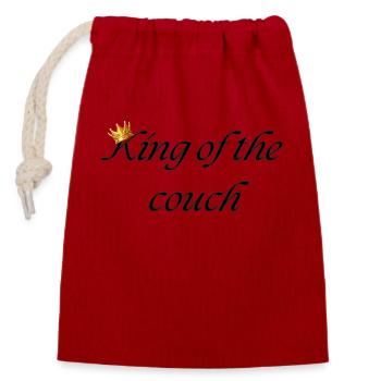 König der Couch - Verschließbarer Geschenkbeutel aus Baumwolle (14x20cm) - Rot - Vorne