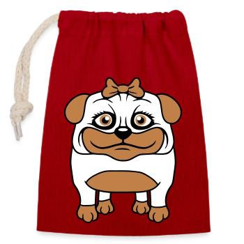 Dog Pug Girl Pretty Bow Woman Female - Closable cotton gift bag (14x20cm) - red - Front