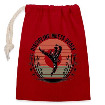 Discipline Meets Peace - Closable cotton gift bag (14x20cm) - red - Front