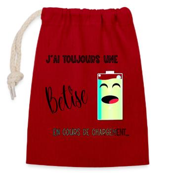 Batterie en Chargement qui rigole - Sac cadeau en coton avec cordon (14 x 20 cm) - rouge - Devant