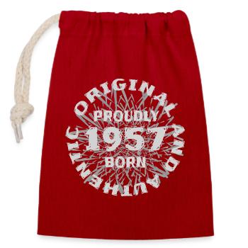1957 - Sac cadeau en coton avec cordon (14 x 20 cm) - rouge - Devant