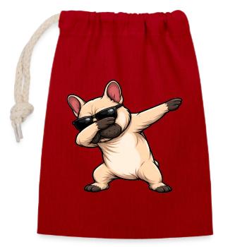 Bouledogue français - Sac cadeau en coton avec cordon (14 x 20 cm) - rouge - Devant
