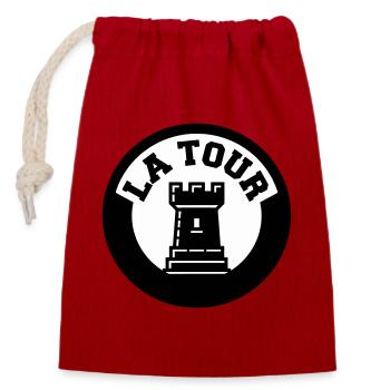 Logo La Tour Pièce d'Échecs Style Emblème Cercle - Sac cadeau en coton avec cordon (14 x 20 cm) - rouge - Devant