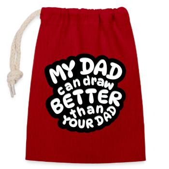 Mon père dessine mieux que ton père - Sac cadeau en coton avec cordon (14 x 20 cm) - rouge - Devant